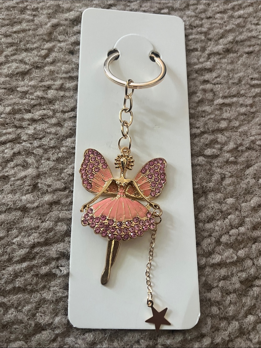 Pink Fairy Ballerina Keychain with Star Charm